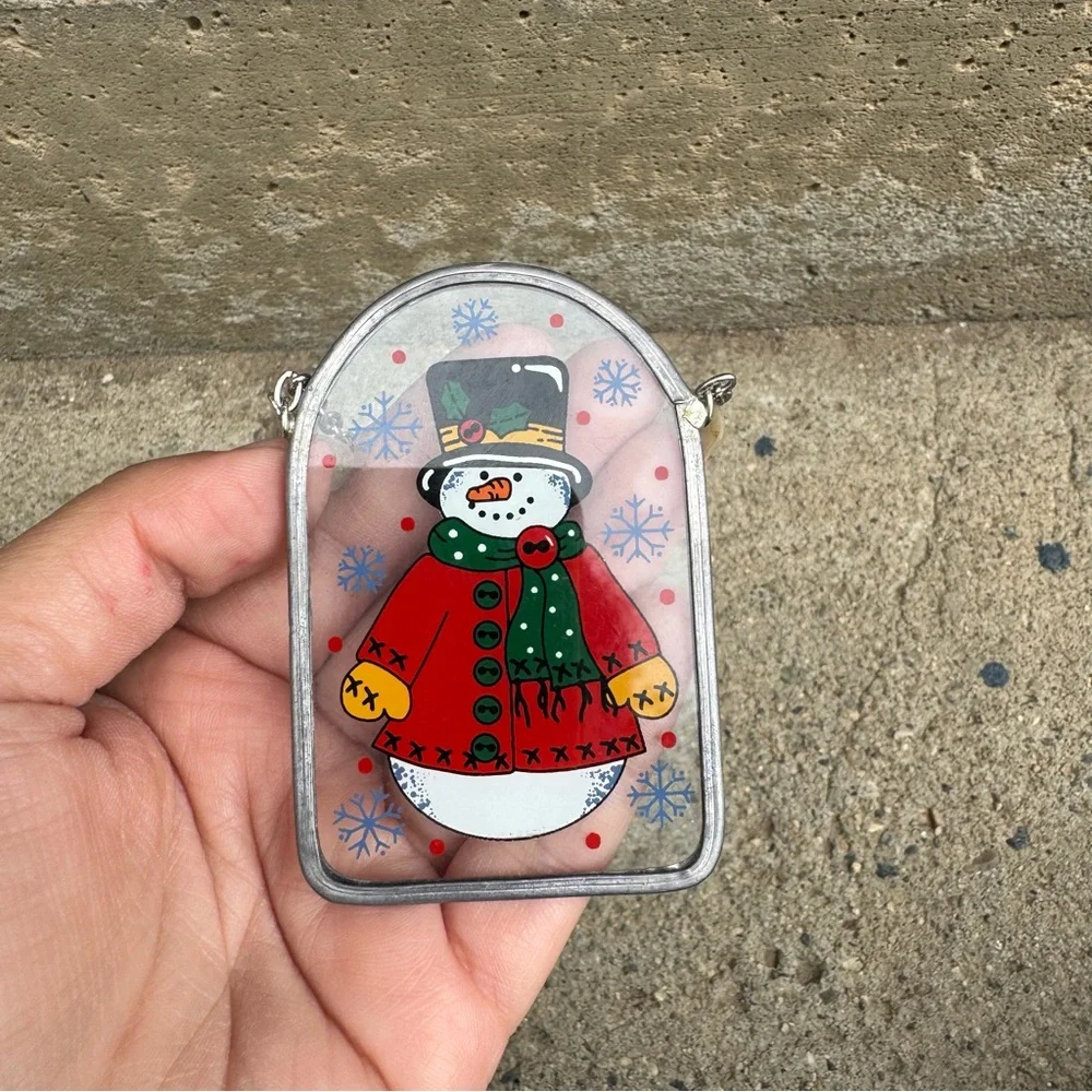 VTG‎ Stained Glass Style Snowman Ornament Classic Christmas